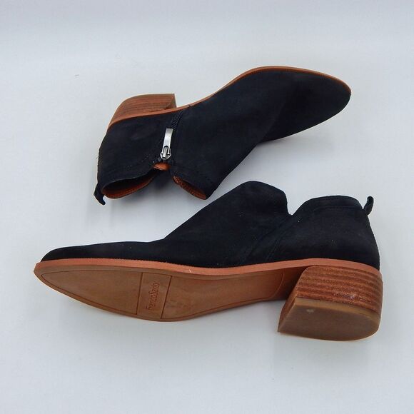 Franco Sarto Laslo Ankle Booties Women's SZ 7.5M Black Suede Leather Zipper - Picture 7 of 11